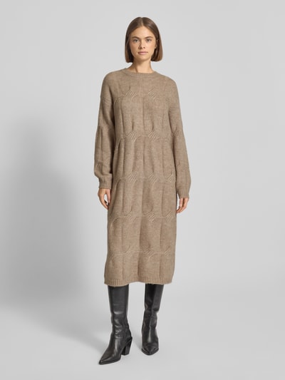 Pieces Relaxed Fit Strickkleid mit Woll-Anteil Modell 'JENNA' Schoko 1