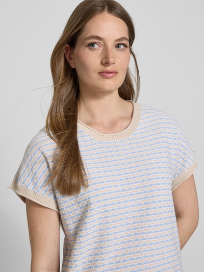 FREE/QUENT Bluzka z dzianiny z okrągłym dekoltem model ‘DODO’ Jasnoniebieski 3