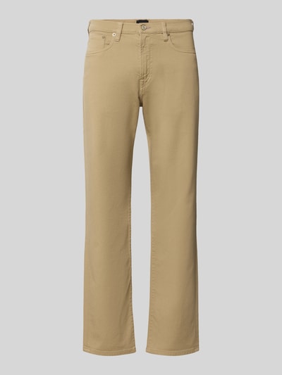 Produktfoto, Straight Fit Jeans aus elastischem Baumwoll-Mix von Paul Smith in Beige, 5-Pocket-Design mit Gürtelschlaufen und Knopfverschluss