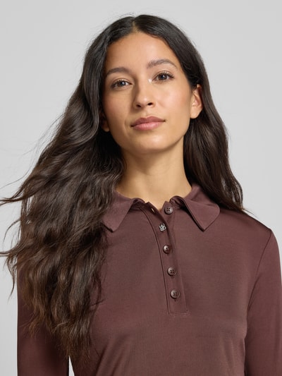 HUGO Slim fit shirt met lange mouwen van pure viscose, model 'DAROSEVIL' Chocoladebruin - 3