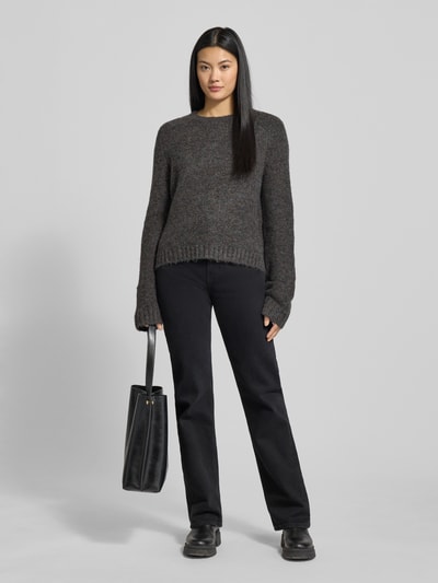 VERO MODA Regular fit gebreide pullover met wol, model 'INGRID' Donkergrijs gemêleerd - 1