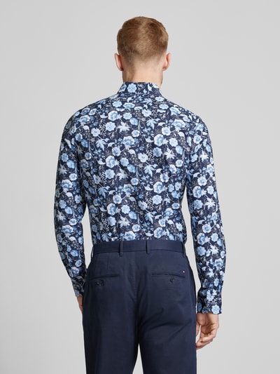 OLYMP Level Five Body fit zakelijk overhemd met bloemenprint, model 'Taviano' Marineblauw - 5