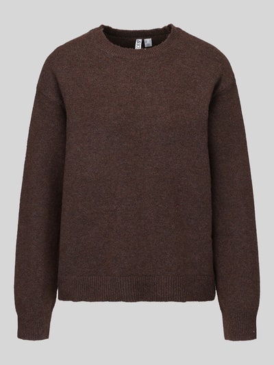 Produktfoto, brauner Regular Fit Pullover mit Woll-Anteil Modell 'ALLY' von PIECES, grobe Strickstruktur, Damen Pullover von PIECES