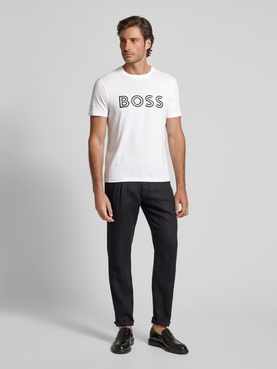 BOSS Green T-shirt met labelprint Wit - 1