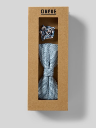 Cinque Fliege und Einstecktuch aus Leinen im Set Modell 'TURINO' Rauchblau 1