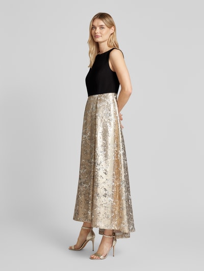 Christian Berg Cocktail Abendkleid mit Kellerfalten Gold Melange 1