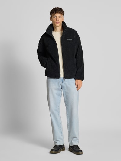 REVIEW Fleecejacke mit Stehkragen und Label-Detail Black 1