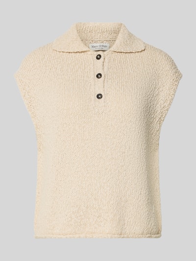 Produktfoto, Relaxed Fit Pullover aus katoenmix van Marc O'Polo in gemêleerde look met polokraag, 3-knoopsluiting, gebreid design, labelpatch, rolzoom.