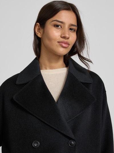 Milano Italy Płaszcz z wełny z kołnierzem z połami Czarny 3