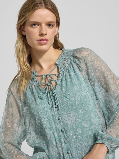 Only Loose fit chiffon blouse met all-over motief, model 'ELIZA LIFE' Rietgroen - 3