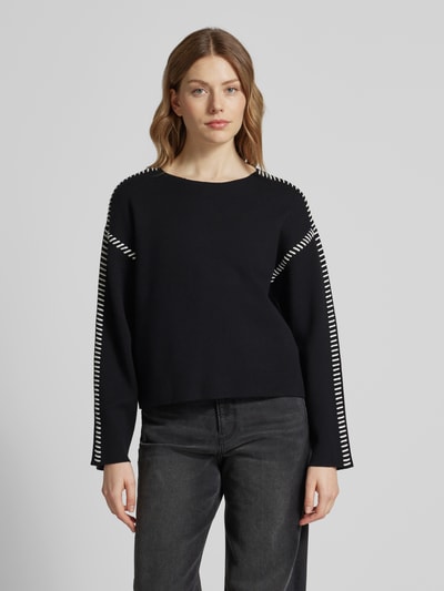 YAS Gebreide pullover met ronde hals, model 'STITCHA' Zwart - 4