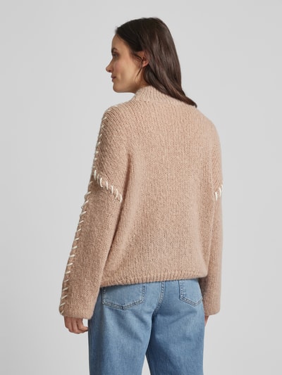 Vila Strickpullover mit gerippten Abschlüssen Modell 'CHOCA' Beige 5