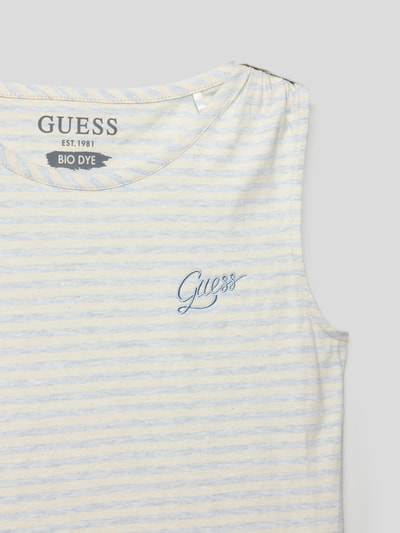 Guess Top mit Label-Stitching Bleu 2