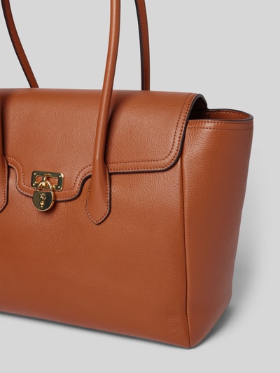 Lauren Ralph Lauren Torebka skórzana z zawieszką z logo Koniakowy 3