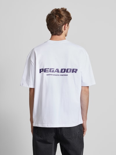 Pegador T-shirt o kroju oversized z nadrukiem z logo Biały 5