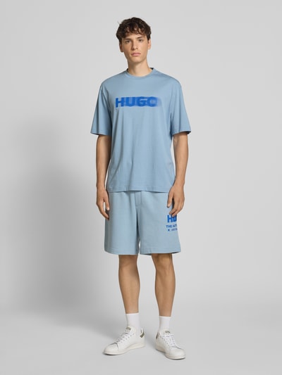 Hugo Blue T-Shirt mit Logo-Print Modell 'Nalax' Rauchblau 1