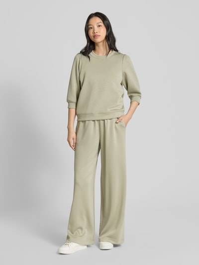 mbyM Wide leg stoffen broek met steekzakken, model 'Asaka' Lichtgroen - 1