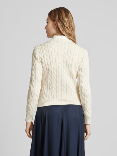 Lauren Ralph Lauren Strickcardigan mit Zopfmuster Modell 'RALHAN' Offwhite 5