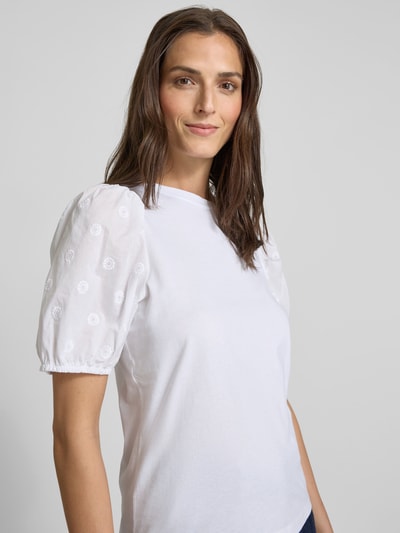 Tom Tailor Denim Regular Fit T-Shirt mit Puffärmeln Weiss 3