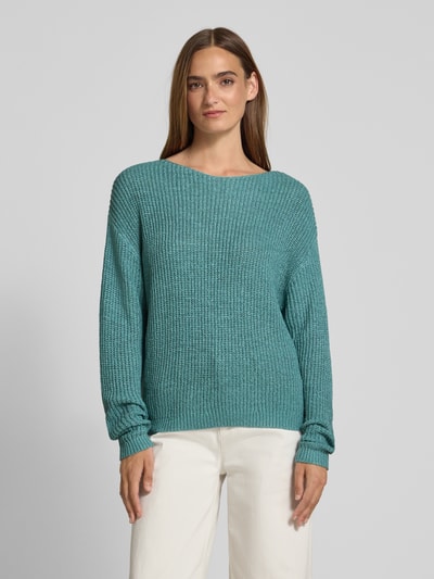 Christian Berg Woman Gebreide pullover met extra brede schouders Aquablauw - 4