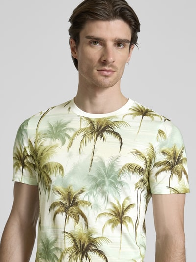 MCNEAL T-Shirt im Allover-Look mit Rundhalsausschnitt Hellgelb 3