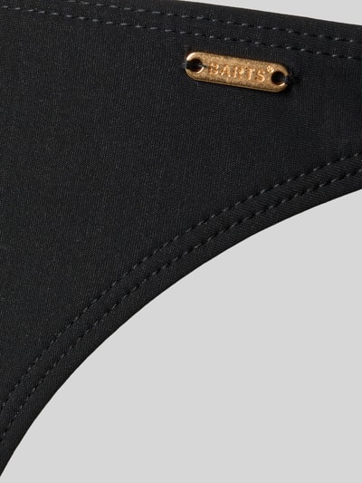 Produktfoto, czarny Bikini-Slip z detalem z logo, model 'SOLID CHEEKY BUM' od Barts, gładki materiał ze stretchem, boczne wiązanie