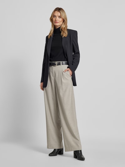 MAC Wide leg stoffen broek met bandplooien, model 'Chaja' Lichtgrijs gemêleerd - 1