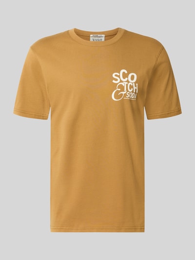 Produktfoto, Regular Fit T-Shirt mit Logo-Print von Scotch & Soda in Braun, reine Baumwolle, Rundhalsausschnitt, Rückenlänge 73 cm Größe M