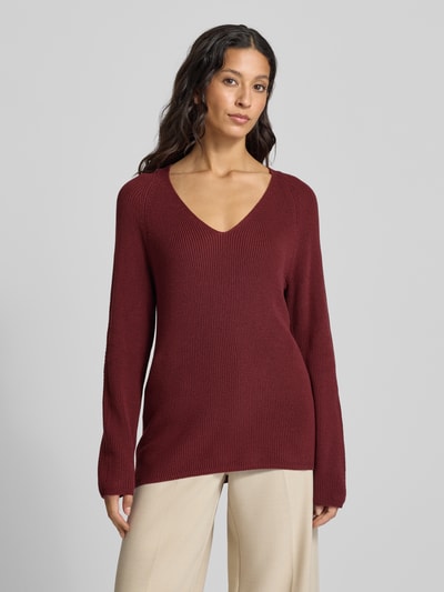 s.Oliver RED LABEL Regular fit gebreide pullover van katoenmix Bordeaux - 4