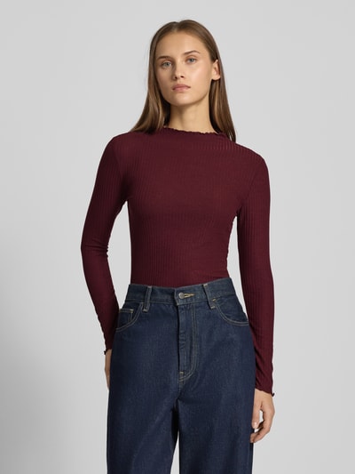 Only Slim Fit Langarmshirt mit Viskose-Anteil Modell 'LEMMA' Bordeaux 4