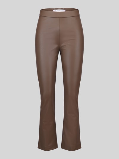 Raffaello Rossi Wide leg kunstleren broek van viscosemix model 'MACY' Taupe - 2
