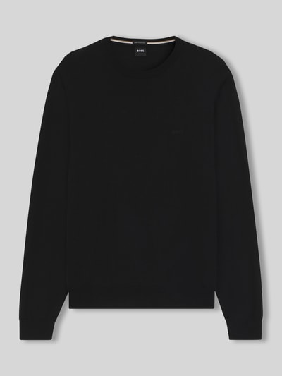BOSS Regular Fit Strickpullover aus reiner Schurwolle Modell 'BOTTO' Black 2