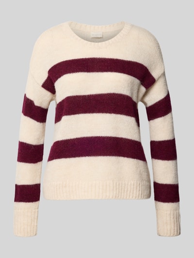 Milano Italy Sweter z dzianiny z okrągłym dekoltem Ciemnoczerwony 2