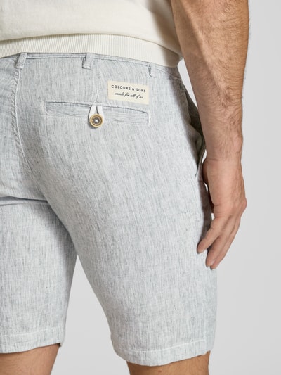 Colours & Sons Regular fit korte linnen broek met achterzakken Lindegroen - 3