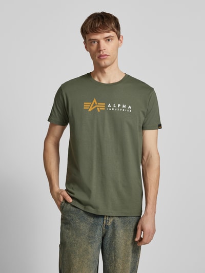 Alpha Industries T-shirt z nadrukiem z logo Oliwkowy 4