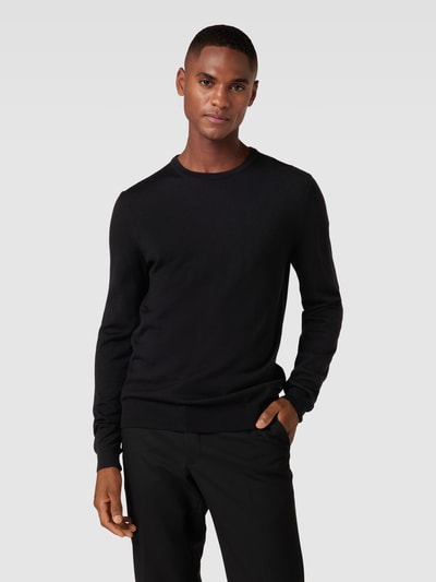 HUGO Pullover aus Schurwolle mit Rundhalsausschnitt Black 4