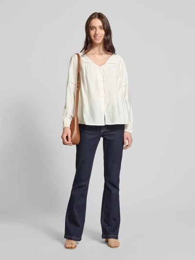 moves Bluse mit Lochstickerei Modell 'Lilyana' Weiss 1
