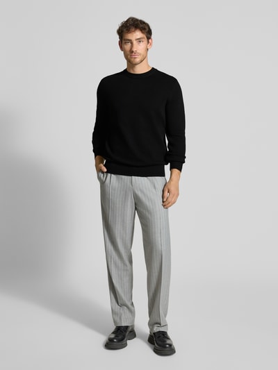 Casual Friday Strickpullover mit Rundhalsausschnitt Modell 'THEO' Black 1