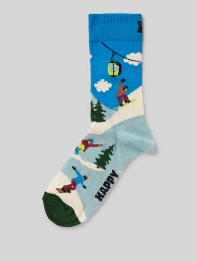 Happy Socks Skarpety z nadrukiem z logo model ‘Snowboard’ Niebieski 1