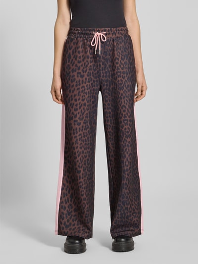 OH APRIL Broek met galonstrepen en elastische band, model 'Kael' Middenbruin - 4