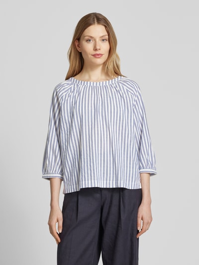 s.Oliver RED LABEL Relaxed fit blouse met korte mouwen van een mix van katoen en viscose  Blauw - 4