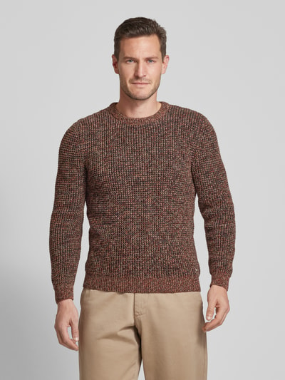 RAGMAN Gebreide pullover met ribboorden Roestrood - 4