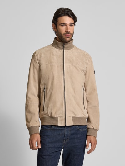 JOOP! COLLECTION Lederjacke aus Ziegenvelours mit Stehkragen Modell 'Byll' Beige 4