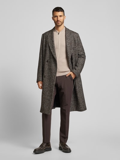 Christian Berg Men Strickjacke mit Zweiwege-Reißverschluss Sand Melange 1