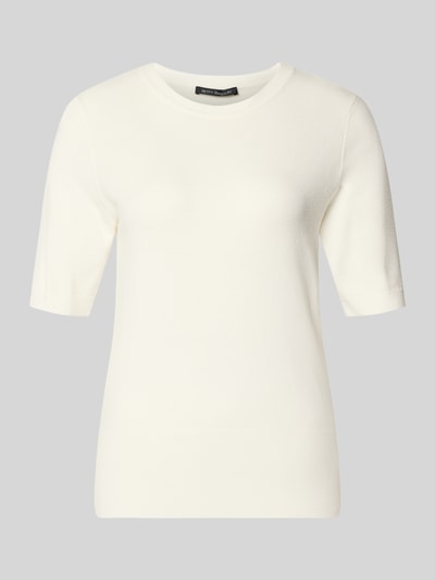 Produktfoto, gebreid shirt uit viscosemix in effen wit met ronde hals en 1/2-mouwen, regular fit, ruglengte 58 cm, maat 36, Strickshirt aus Viskose-Mix mit Rundhalsausschnitt van Betty Barclay, Dames
