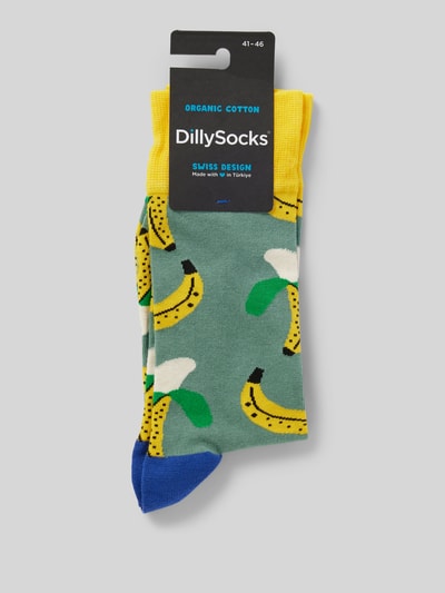 DillySocks Sokken met motiefstitching, model 'Peeled Banana' Grafiet - 3