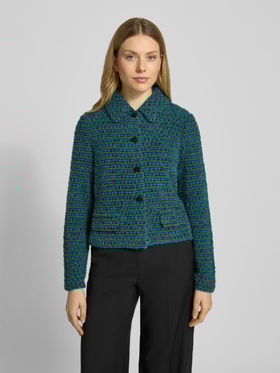 Marc Cain Regular fit blazer met knoopsluiting Donkergroen - 4