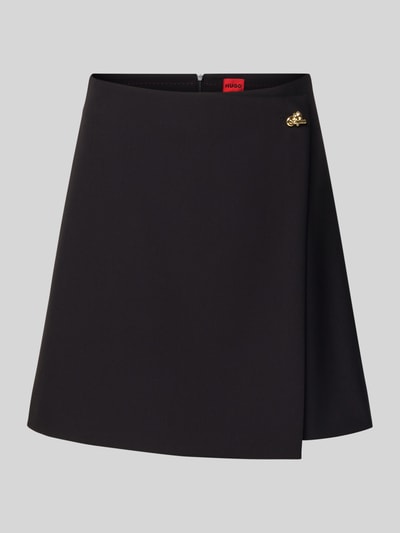 HUGO Spódnica mini rozkloszowana z dodatkiem wiskozy model ‘RALUNI’ Czarny 2