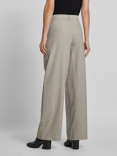 MAC Wide leg stoffen broek met bandplooien, model 'Chaja' Lichtgrijs gemêleerd - 5