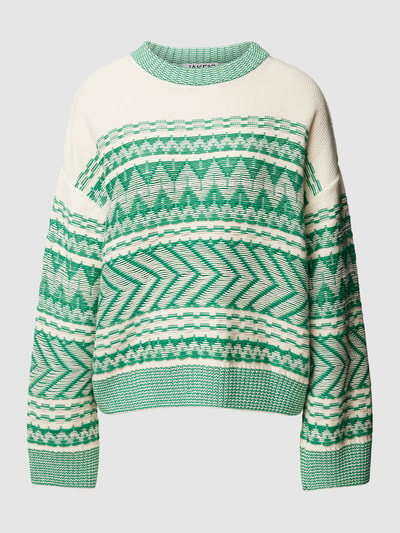 JAKE*S STUDIO WOMAN Gebreide pullover met zigzagmotief Appeltjesgroen - 2